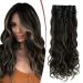TESS Curly Clip in Hair Extensions 22 inch Body Wave Hair Extensions Clip in 12 pieces Clips in Extensions Synthetic Hair Extension Clip in Wavy Bresilien Hair Clip Extension