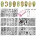 Niceneeded 12Pcs Nail Stamping Stamper Kit 5PCs Flower Design Nail Art Stamp for Nails Nail Stampers Nail Schaber and Nail Art Stamper Pattern Removal Paper