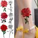 Black Sketch Rose & Snake Temporary Tattoos for Women - Waterproof Sexy Red Rose & Crescent Moon Tattoo Sticker Kit - Buy Online on GoSupps.com