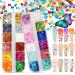 ANDERK Colorful Butterfly Sequins for Hair and Nails - 24 Boxes Iridescent Flakes Colorful Mixed Paillette Makeup Face Body Hair Nail Art Decoration
