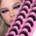 JIMIRE Mink Lashes Fluffy Natural Look 15MM Wispy False Eyelashes Fluttery Round Eye Cute 5D Volume Fake Lashes Bulk 8 Pairs Pack Mink Fluffy