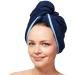 Sowel hair turban made of 100% organic cotton turban towel with button women and men navy/blue