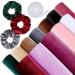 12 Pieces Velvet Fabric 12 Colors Velvet Hair Scrunchies Making Kit with 1 m Elastic Hair Bands Hair Tie Ropes for Women Girls DIY Hair Scrunchies Supplies