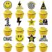 48Pcs One Happy Dude Cupcake Toppers Smiley Face Cupcake Topper One Happy Dude Birthday Decorations Suitable for One Happy Dude/One Year Old/One Cool Dude 1st Birthday Decorations