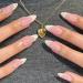 IMSOHOT French Almond Press on Nails Medium Stiletto Fake Nails White Pearl False Nails with Designs Glossy Cute Glue on Nails for Women 41-A001