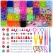 CRAZONE 2000+Pcs Rubber Bands Refill Kit in 23 Colors, DIY Weaving Loom Bands Bracelet Making Kit for Kids with 200+ Beads, 12 Charms and Accessories, Perfect Christmas & Birthday Gifts for Girls/Boys