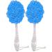 Loofah Back Scrubber for Shower Long Handle Bath Body Brush Soft Nylon Mesh Loofah Sponge On a Stick Exfoliating Scrub Cleaning Luffa for Elderly for Men Women(2-Pack Bule)