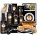 Upgraded Beard Grooming Kit w/Beard Conditioner 2 Pack Beard Oil Beard Balm Beard Brush Beard Shampoo/Wash Beard Comb Mustache Scissors Storage Bag Beard E-Book Beard Growth Care Gifts for Men