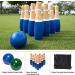 Hey! Play! Backyard Lawn Bowling Game - 10 Wooden Pins, 2 Balls, Mesh Carrying Bag - Indoor & Outdoor Family Fun for Kids & Adults (8-Inch) Blue & White - Buy Online on GoSupps.com