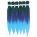 Chraylend braided hair anti -stretched easy Braid Professional itch art fiber crochet braids yaki texture hair extensions 66 cm green purple blue 6 pieces 66 cm (6 Pack) Green/Purple/Blue