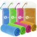 U-pick 4 Packs Cooling Towels (40"x 12"), Microfiber Ice Towel, Instant Cool Neck Rags, Soft Breathable Chilly Towel for Yoga, Gym, Workout, Camp, Fitness, Beach, Travel & More Activities Ablue/Green/Pink/Orange