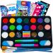 Blue Squid Face Painting Kit for Kids - 22 Color 160pcs Kids Face Paint Kit with Stencils & Book, Halloween Makeup Kit, Professional Face Paint Kids Face Painting Kit Non Toxic Face Paint Kit for Kids 22 Color Kit