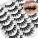 False Eyelashes Fluffy Faux Mink Lashes Yasnai Natural Eyelashes 14 Pairs Pack 9D Wispy Cat Eye Fake Lashes Fluffy|18mm