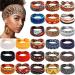 Cindeer 24 Pcs Boho African Headbands for Women Girls Vintage Workout Wide Headbands Knotted African Head Wraps Wide Yoga Stretchy Bandeau Leopard Printed Black Hair Bands Head Band Hair Accessories