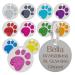 Quality Blue 25mm Glitter Paw Design Pet Id Tag Dog Cat Free Engraving and P&P