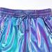 Women's Metallic Shiny Yoga Shorts with Drawstring - Medium Mermaid - Buy Online on GoSupps.com