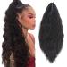 Ponytail extension ponytail braid corn wavy hair part hair extension hair piece hair with clip like real hair 24 (61cm) natural black 60 cm natural black