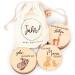 Wood milestone cards Baby printed with colored animals - 30 milestones on fine wooden slices as a gift for birth/to the baby party for pregnant expectant mothers parents.
