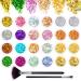 24 colors glitter set with gold leaf and glitter powder nail design Accessories Caillettes tinker nail art glitter with brush for nail face body diy nail art make -up gold leaf + glitter powder