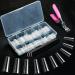 BHYTAKI 500 Pcs Coffin Nail Tips with Box - Clear Acrylic Ballerina Shaped Nail Tips Half Cover French Nail Tips with 1 Clipper Cutter Trimmer and 3 Nail Files, for Home DIY and Nail Salons (10 Sizes)