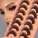 JIMIRE Faux Mink Lashes Fluffy Cat Eye 18MM Long Fake Lashes Bulk Full Volume D Curl False Eyelashes 7 Pairs Pack Look Like Extensions