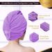 LUXTOGO Fast Dry Hair Towel Set - 100% Cotton Super Absorbent Hair Turbans with Button & Elastic - Purple & Pink - 2 Pack - Buy Online on GoSupps.com