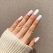 Buy Novo Ovo White Holographic Press-On Nails - Angular Artificial Fingernails with Glue | International Shipping Available - Buy Online on GoSupps.com