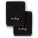 Laguna Beach Textile Co. Plush Zero Twist Supima Cotton Makeup Towels - Pack of 2 - 730 GSM - 12 x 12 (Black - Makeup Text)