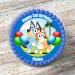 Bluey Blue Dog Theme Personalised PRECUT Cake Topper 8 Inch Round Edible Icing Sheet Birthday Cake Decoration
