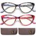 EYEURL Cat Eye Reading Glasses for Women -2 Pack of Blue Light Blocking Readers Spring Hinge Computer Eyeglass with Purple/Pink Pattern Design Readers for women +1.50 Purple/Pink 1.5 x