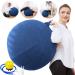 Exercise Ball Chair with Fabric Cover, Pilates Yoga Ball Chair for Home Office Desk, Pregnancy Ball & Balance Ball Seat to Relieve Back Pain, Improve Posture, Birthing Ball for Pregnancy (Blue)