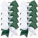 DEEKA 10 PCS Two Toned Large Rhinestone Cheer Hair Bows - Green/White | Handmade for Teen Girls & Sports - 7 Inch Glitter Ponytail Holders (Pack of 10) - Buy Online on GoSupps.com