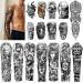 Waterproof Full Arm Temporary Tattoos 8 Sheets and Half Arm Shoulder Tattoo 8 Sheets  Extra Large LastingTattoo Stickers for Men and Women (22.83X7.1)