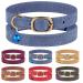 Murom Cat Collar Adjustable Soft Genuine Leather Pet Collars for Cats Kitten Puppy Small Dogs Smoky Blue