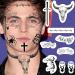 Rejaski 5 Sheets Large Post Malone Temporary Tattoos - Halloween Fake Face & Barbed Wire Rapper Tattoo Sticker Set for Men Women Adults - Buy Online on GoSupps.com