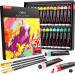 Caliart Acrylic Paint Set with 4 Brushes  52 Vivid Colors (22 ml/0.74 oz) Art Craft Paints for Artists Kids Students Beginners  Halloween Decorations Canvas Ceramic Rock Painting Supplies Kits 22ml/0.74oz