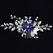 Wedding Hair Accessories  Fanvoes Hair Pieces Comb for Brides Bridal Silver Vintage Headpiece Clip Barrette Decorations Handmade Blue Sapphire Rhinestone Crystal Ivory Pearl for Women Girls Bridesmaid