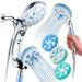 High Pressure 6-in-1 Aquassage by AquaCare - 76-mode 3-way Combo  Showerhead  Hand Shower  Body Brush  Hair Brush & Arm in One! Two Brackets  Extra-long 6 foot Stainless Steel Hose  Brush Head Holder All-Chrome