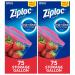 Ziploc Gallon Food Storage Bags, Grip 'n Seal Technology for Easier Grip, Open, and Close, 75 Count, Pack of 2 (150 Total Bags) 150 Count Transparent