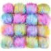 16 Pieces Faux Fur Pom Pom Ball DIY Fur Pom Poms for Hats Shoes Scarves Bag Pompoms Keychain Charms Knitting Hat Accessories (Colorful)