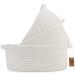 NaturalCozy 3-Piece Oval Storage Basket Set Natural Woven Baskets for Storage, Gift Basket Empty, Toy Basket, Soft Baby Basket for Nursery, Cat Dog Toy Baskets, Small Basket, Rope Basket (Off White)