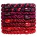 AXEN 8PCS Elastic Hair Tie for Women Girls Cotton Bands Soft Woven Ponytail Holders for Thick Hair and Curly Hair Red Series