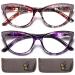 2 Pack Cat Eye Reading Glasses for Women Blue Light Blocking Computer Readers Fashion Eyeglasses with Comfort Spring Hinges 1.75 Pink+purple 1.75 x