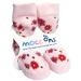 Mocc Ons moccasin washable leather sole slipper socks (6-12 Months Floral Ditsy)
