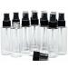 Vivaplex 12 Clear 2 oz Plastic Bottles with Black Fine Mist Sprayers