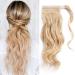 Sego ponytail extension real hair wavy braid ponytail clip in hair part hair extension 100% remy hair light blond #613 18 "(45cm) -90g 45 cm light blonde #613