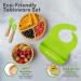 Bimba Bambino Baby Weaning Set - Bamboo Suction Plate, Bowl, 2 Spoons, Silicone Bib | Non-Toxic, Natural Bamboo, Green - Buy Online on GoSupps.com