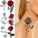 Black Sketch Rose & Snake Temporary Tattoos for Women - Waterproof Sexy Red Rose & Crescent Moon Tattoo Sticker Kit - Buy Online on GoSupps.com