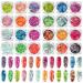 AddFavor 24 Colors Iridescent Glitter Chunky Nail Glitter Flakes Fluorescent Neon Sequins for Nail Art/Face/Body/Craft Project (Iridescent AB Colors)