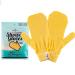 Golden Hands Gentle Exfoliating Scrub Mitts | 2 PIECES | 100% NATURAL FIBER for Dried and Sensitive Skin | Made in Korea  Yellow  8.5 x 5.5 Inch